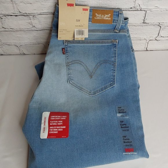 LEVI'S 529 MID~RISE CURVY 'FIGURE ENHANCERS' RELAXED FIT BOOTCUT SILVER TAB JEAN - Picture 16 of 16